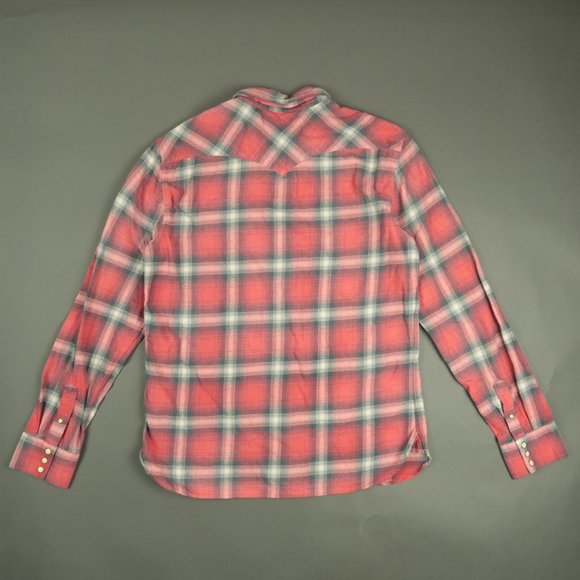 AllSaints Clayhill Plaid Long Sleeve Pearl Snap Shirt Size Large - Picture 3 of 5
